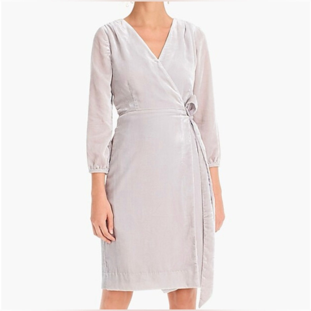 J.Crew Long Sleeved Wrap Dress in Drapey Velvet